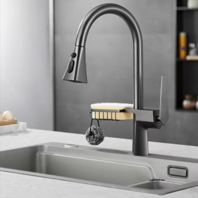 BRASS Gun Metal Pull Out Sink Mixer with 3-Function Aerator