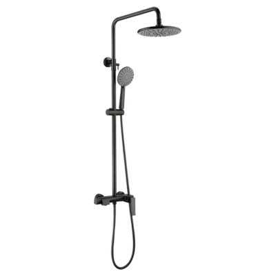BRASS Chromed Shower Post with ABS Shower Head and 3-Functions Hand Shower (Gun Metal Grey)