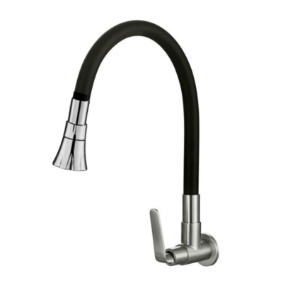 SUS304 Wall Sink Tap(Single Black Flexi Spout)
