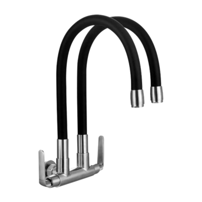 SUS304 Wall Sink Tap | Double Black Flexi Spout