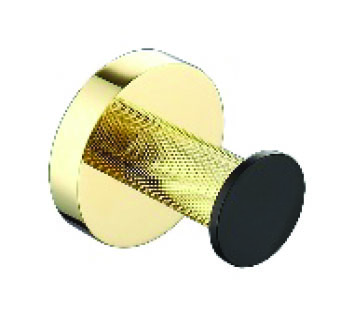 SINGLE ROBE HOOK (CHROMED GOLD & BLACK)