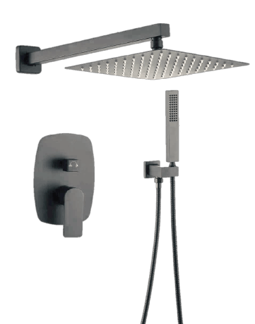 2-Way Concealed Shower Mixer Set with 10" Rain Shower (Gun Metal Grey)