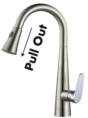 SUS304 3-Way Pull Out Kitchen Sink Mixer