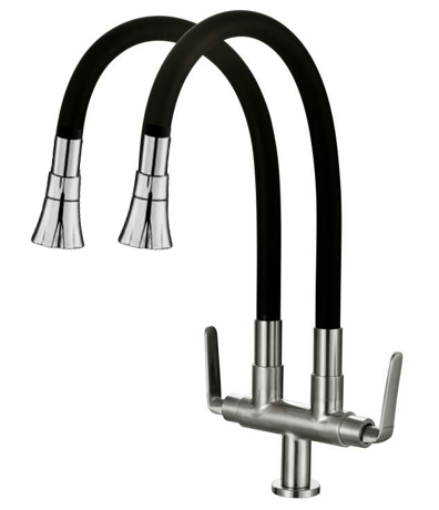 SUS304 Pillar Sink Tap (Double Black Flexi Spout)