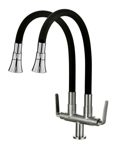 SUS304 Pillar Sink Tap (Double Black Flexi Spout)