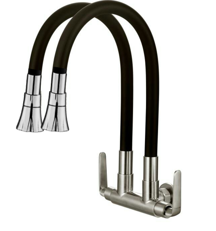 SUS304 Wall Sink Tap (Double Black Flexi Spout)