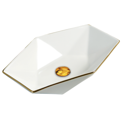 Above Counter Art Basin with Gold Plated Rim