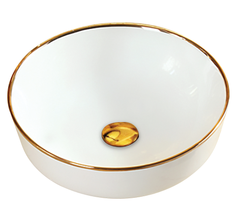 Above Counter Art Basin with Gold Plated Rim